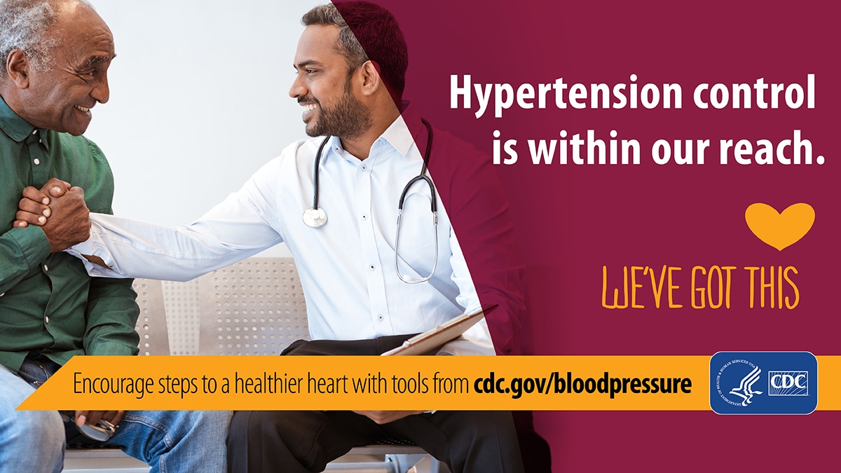 Hypertension control is within our reach. Encourage steps to a healthier heart with tools from cdc.gov/bloodpressure.