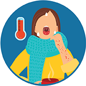 cdc-hiv-circle-icon-fever-rash-170x170 icon of a person with fever and rash