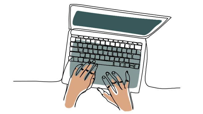 health-department-funding-profiles Illustration of hands typing on a laptop keyboard