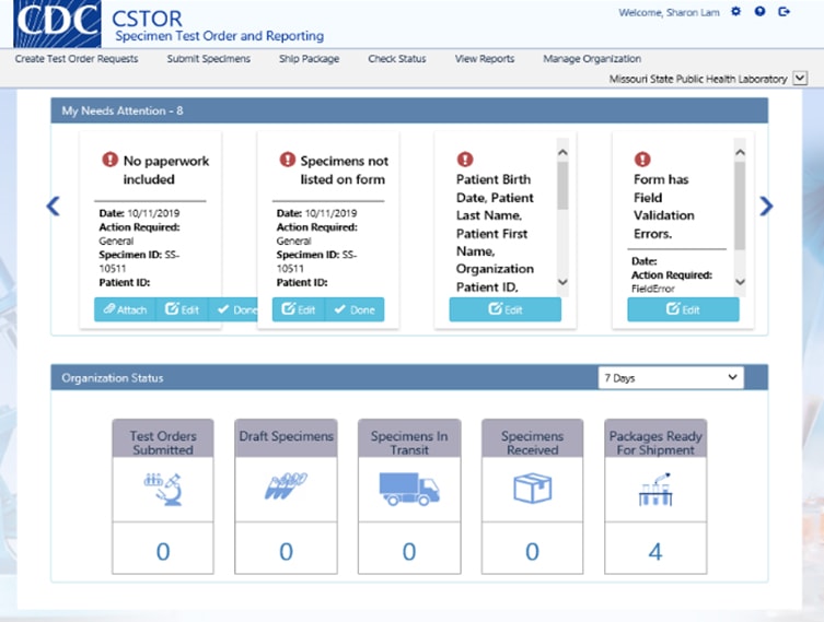 CSTOR Specimen Test Order and Reporting CSTOR Specimen Test Order and Reporting screenshot
