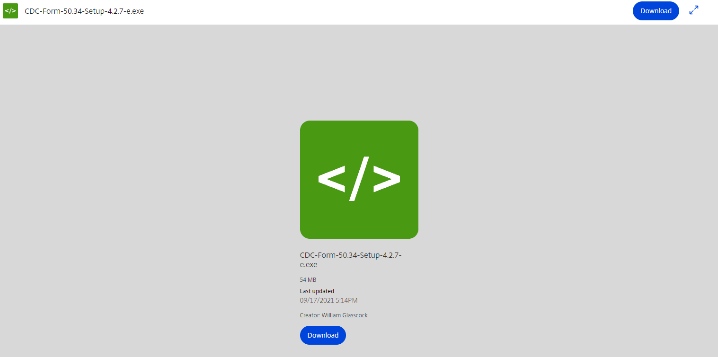 download Screenshot of prompt to download submission form