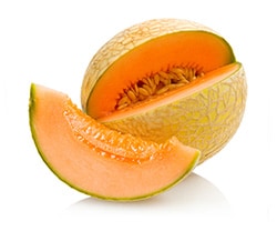 prevention-melons A cantaloupe that has been cut open.