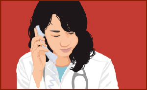 Illustration of a healthcare provider on the phone.