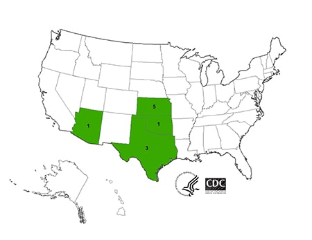 Map of case count, click for more details. 