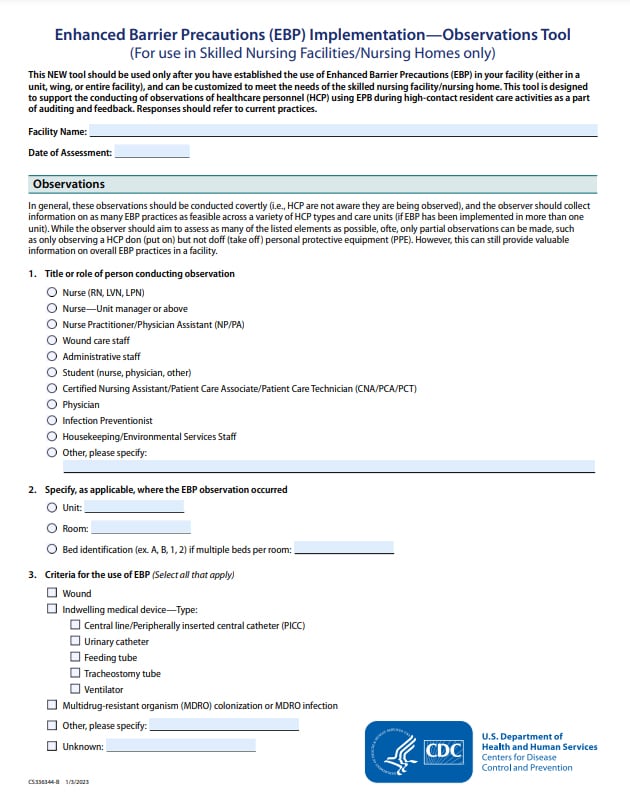 Enhanced Barrier Precautions Observations Tool Thumb Image
