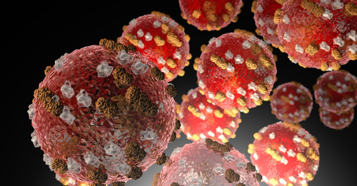 El virus del sarampión bajo un microscopio.