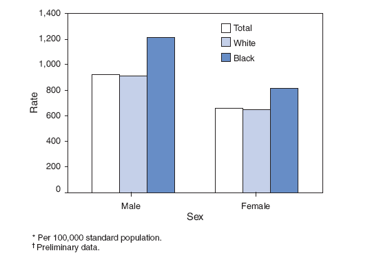 Age-Adjusted Death Rates* by Race and Sex ?United States, 2006? width=