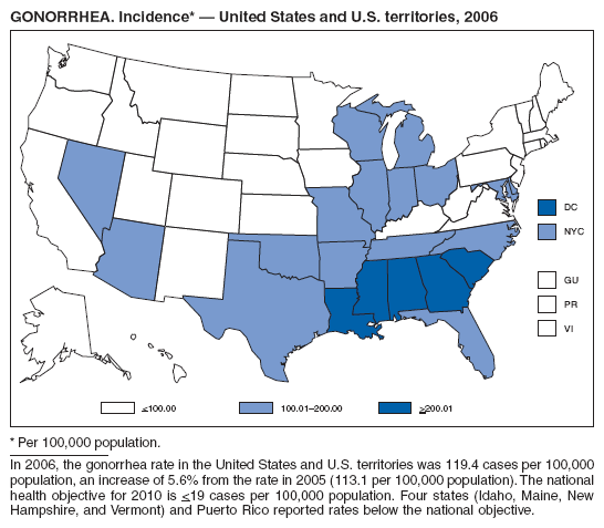 GONORRHEA. Incidence* ?United States and U.S. territories, 2006