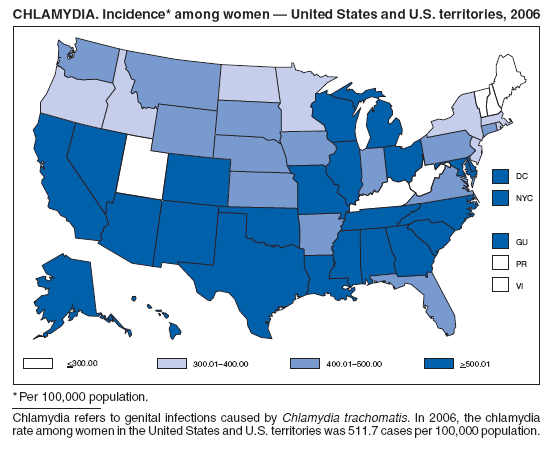 CHLAMYDIA. Incidence* among women ?United States and U.S. territories, 2006