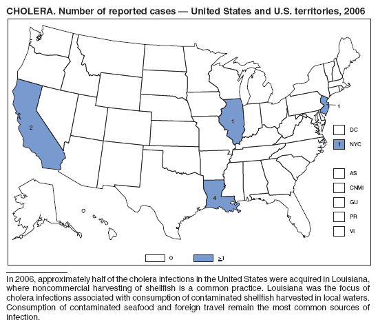 CHOLERA. Number of reported cases ?United States and U.S. territories, 2006