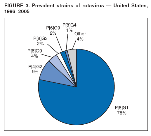 FIGURE 3. Prevalent strains of rotavirus ?United States, 1996−2005
