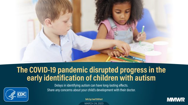 Prevalence and Characteristics of Autism Spectrum Disorder Among Children Aged 8 Years — Autism and Developmental Disabilities Monitoring Network, 11 Sites, United States, 2020 The figure is a photo of student high fiving a teacher and text about autism among children.
