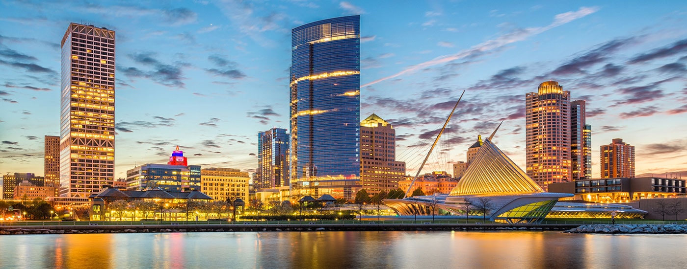 Skyline of a city in Wisconsin