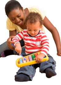 Photo of mother playing with child