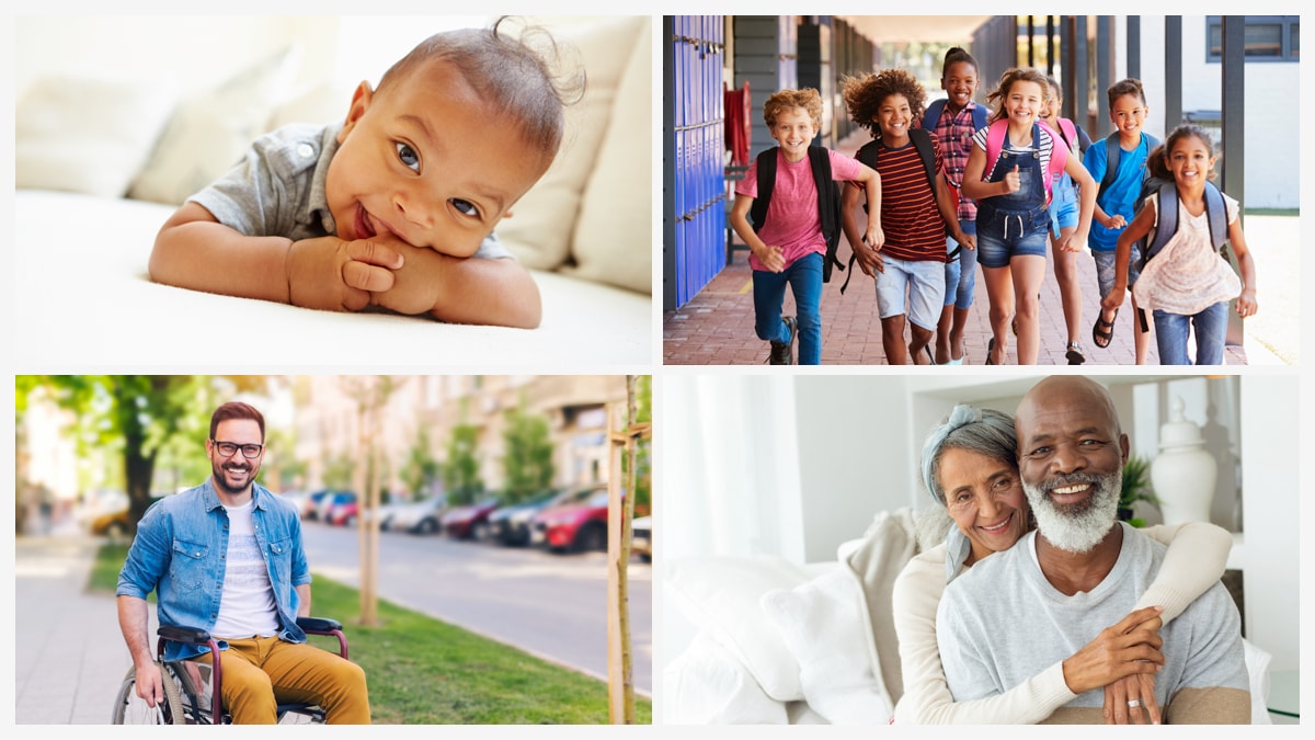 photo collage of a diverse group of people across the lifespan