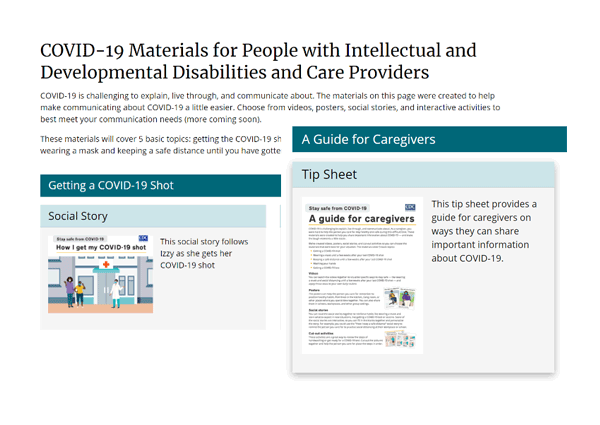 covid-materials-collage CDC COVID-19 Low Literacy Resources web page screenshot