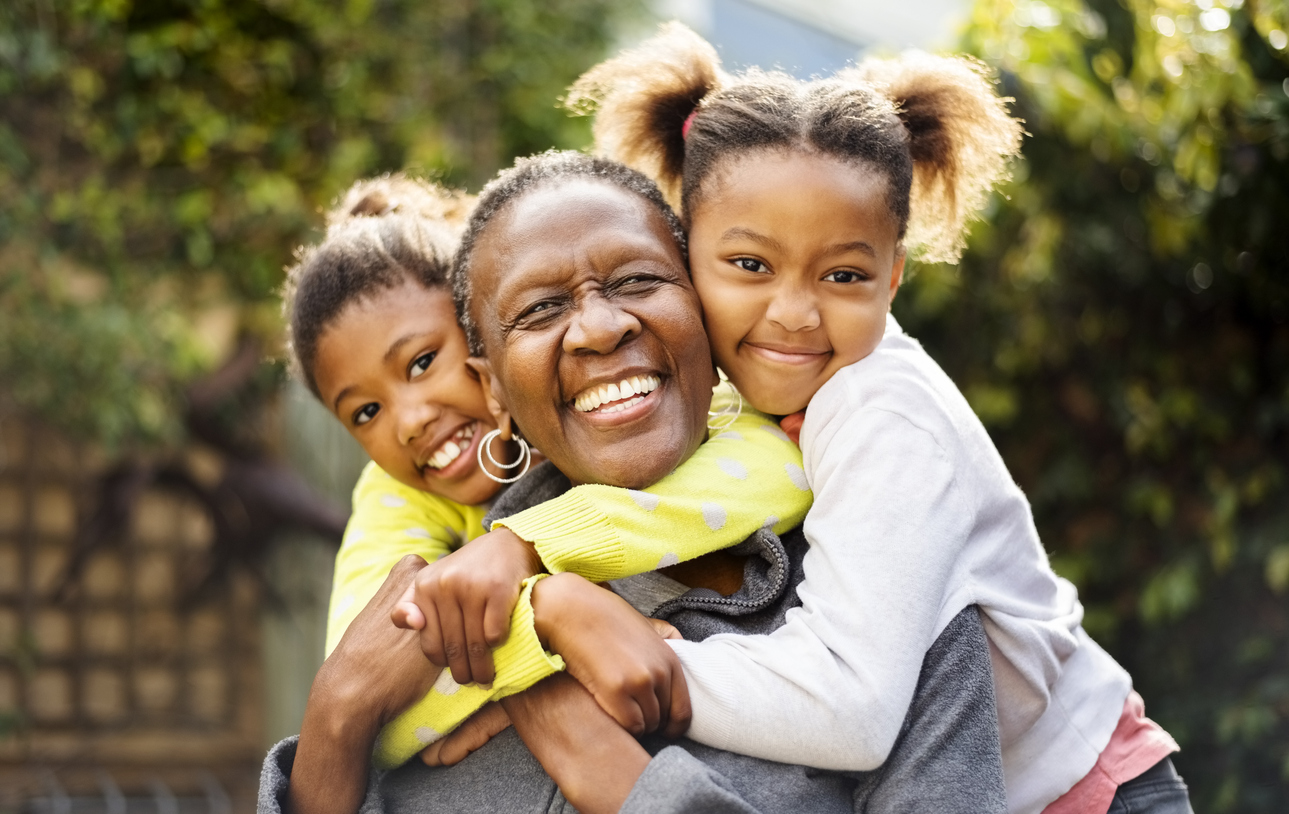 African American grandma with her grandchildren