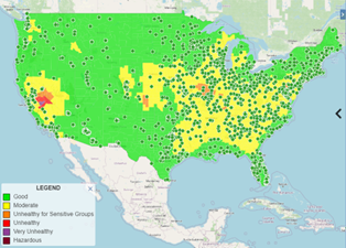 CDC Tracking Network's Data Explorer Tool map view with nursing home points of interest displayed