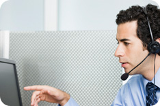 Business man talking on headset