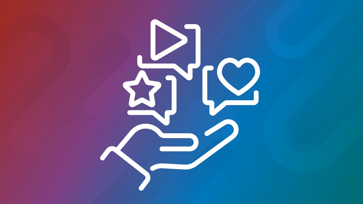 NCHHSTP Social Media Illustration of a hand sharing icons of a star, a heart, and a video play button