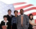 Training Group standing in front of American flag