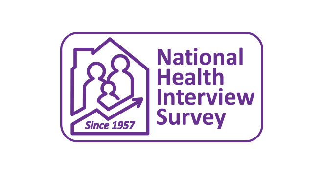 NHIS Logo for Thumbnail The National Health Interview Survey logo shows the outline of a house with three people and a data trend line inside.