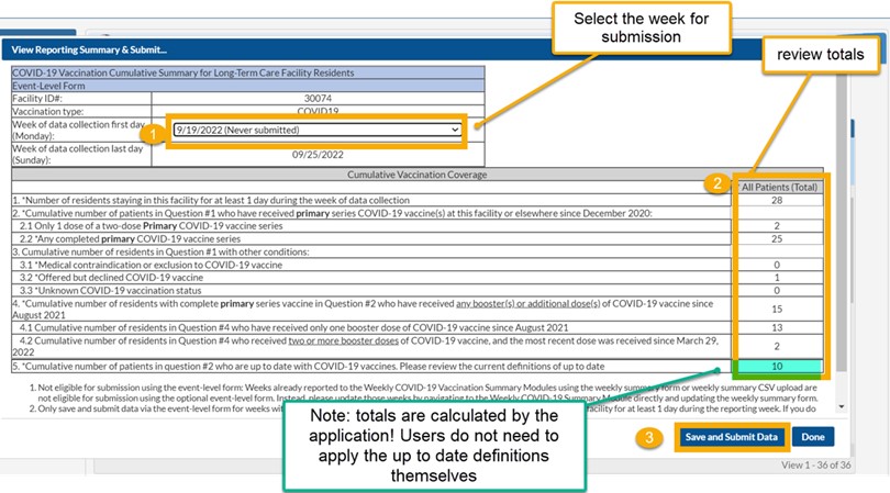 A screenshot showing how to report COVID-19 data. A screenshot showing how to report COVID-19 data.