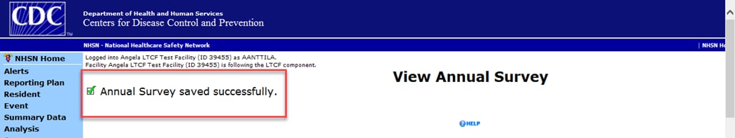 ltcf-mar18-img7 NHSN annual survey successfully saved
