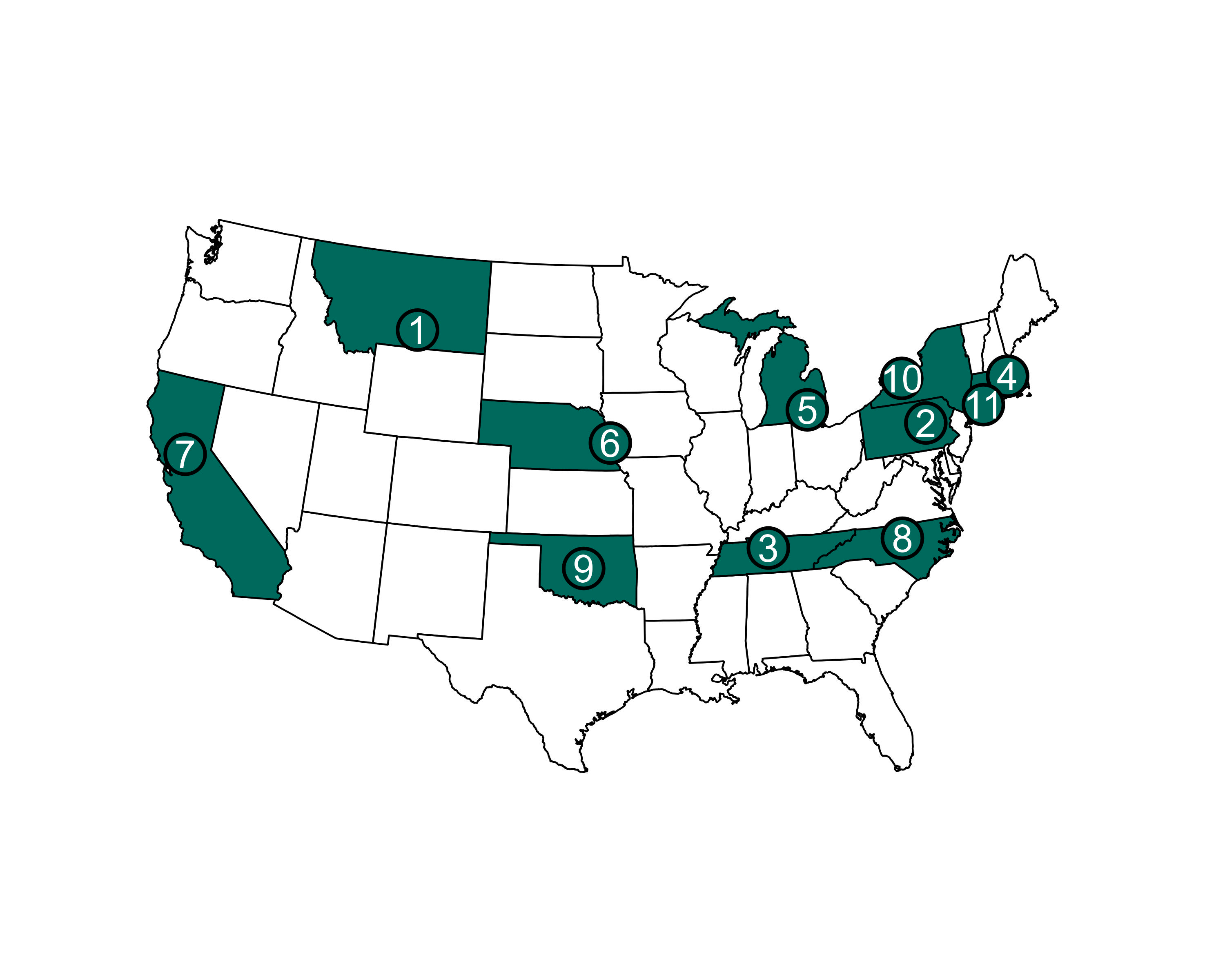 NHSNCoLab Geographical Locations in the United States