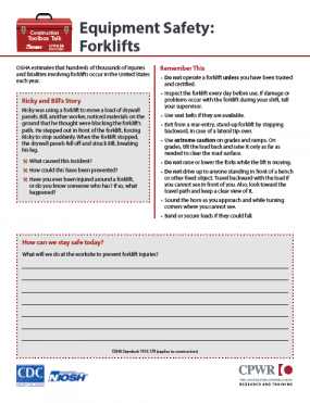 Equipment Safety: Forklifts 2022-147 Cover Image Equipment Safety: Forklifts 2022-147 Cover Image