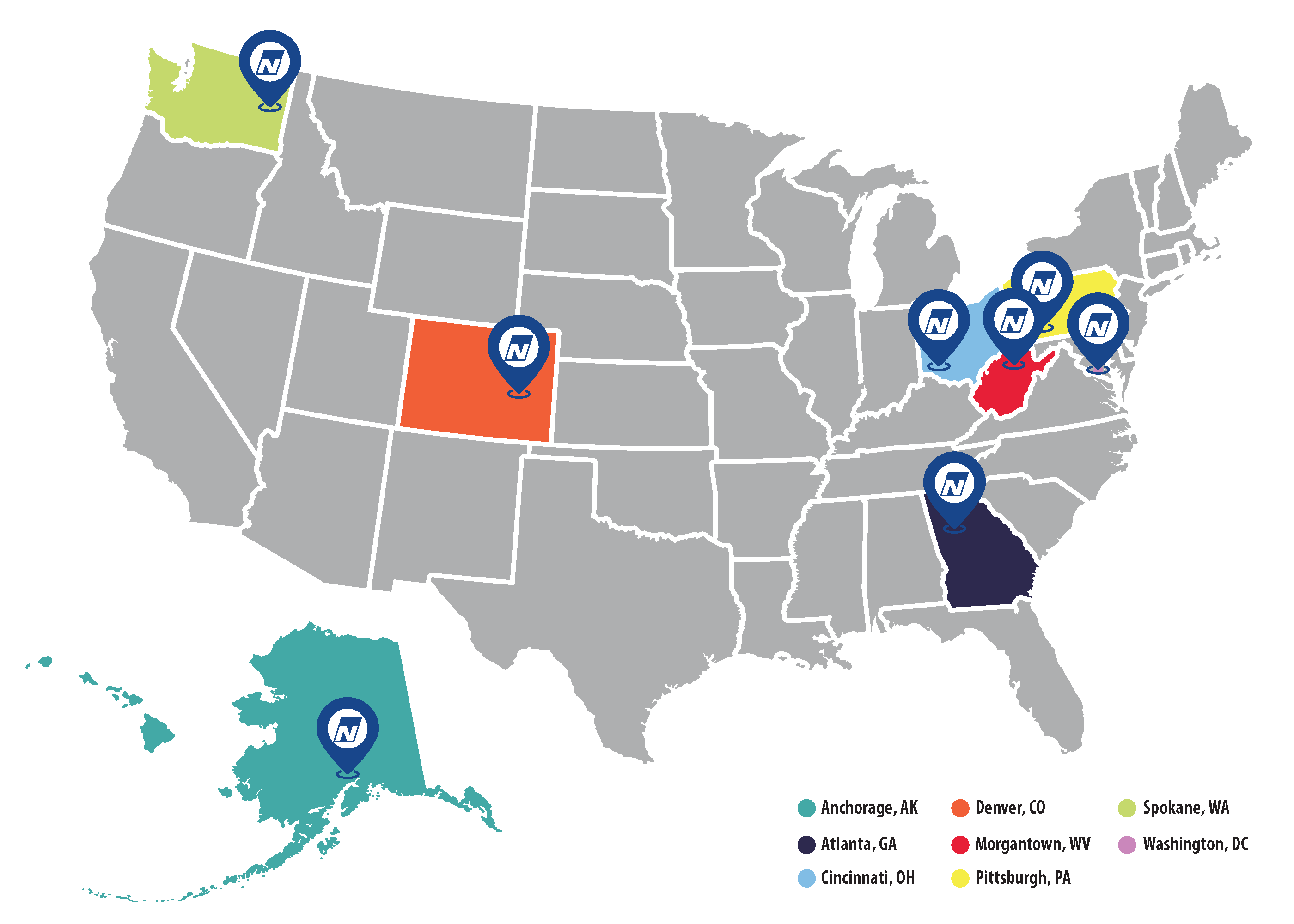 USA NIOSH map Update_3_1_v5 (002) Mao of all NIOSH North America locations