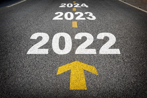 Road with years painted on it Road with numbers painted on it, progressing from 2022 to 2023 to 20224