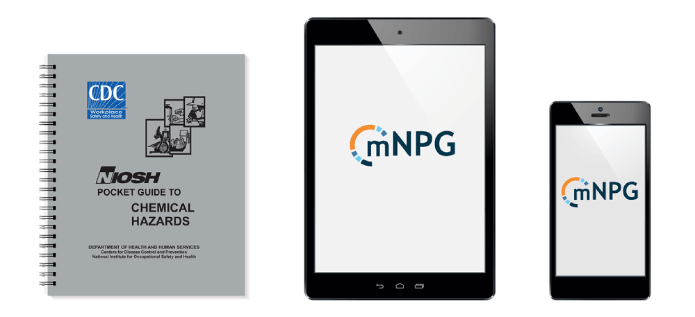mobile-guide NIOSH pocket guide three ways: printed and bound, on a tablet, and on a phone