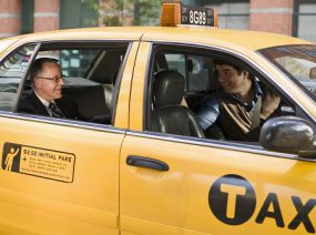 Business man talking with taxi driver Business man talking with taxi driver
