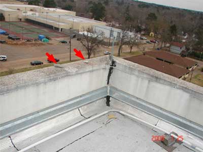 chunks of cement after damage on the wall