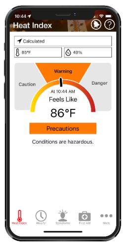 Heat App Preview Image Mobile image of the OSHA-NIOSH heat app