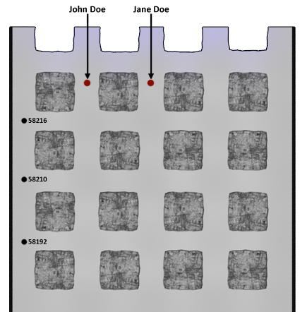 Ground map sample display showing the locations of two miners: Jane Doe and John Doe Ground map sample display showing the locations of two miners: Jane Doe and John Doe