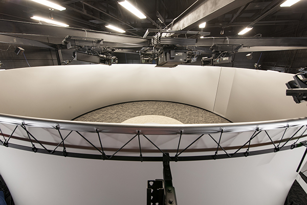 A top-down image of the 360 space at the VISLab