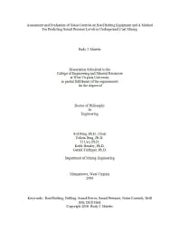 Image of publication Assessment and Evaluation of Noise Controls on Roof Bolting Equipment and a Method for Predicting Sound Pressure Levels in Underground Coal Mining