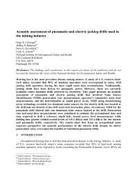 Image of publication Acoustic Assessment of Pneumatic and Electric Jackleg Drills used in the Mining Industry