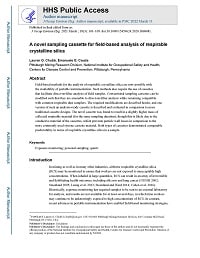 First page of A Novel Sampling Cassette for Field-based Analysis of Respirable Crystalline Silica