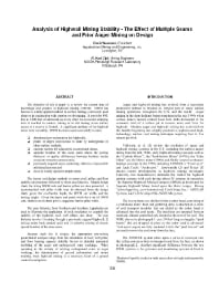 Image of publication Analysis of Highwall Mining Stability - The Effect of Multiple Seams and Prior Auger Mining on Design