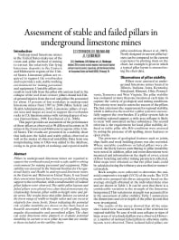 Image of publication Assessment of Stable and Failed Pillars in Underground Limestone Mines