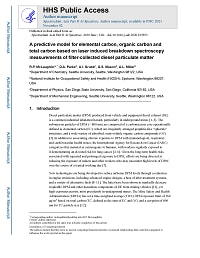 First page of A Predictive Model for Elemental Carbon, Organic Carbon and Total Carbon Based on Laser Induced Breakdown Spectroscopy Measurements of Filter-collected Diesel Particulate Matter