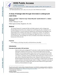 Cover page for A Study of Leakage Rates Through Mine Seals in Underground Coal Mines