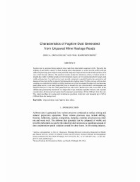 Image of publication Characteristics of Fugitive Dust Generated from Unpaved Mine Haulage Roads