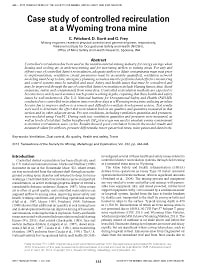 Cover page for Case study of controlled recirculation at a Wyoming trona mine