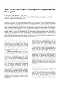 Image of publication Diesel Aftertreatment Control Technologies in Underground Mines: The NO2 Issue