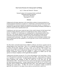 Image of publication Dust Control Practices for Underground Coal Mining