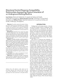 Cover image of Directional Control-Response Compatibility Relationships Assessed by Physical Simulation of an Underground Bolting Machine